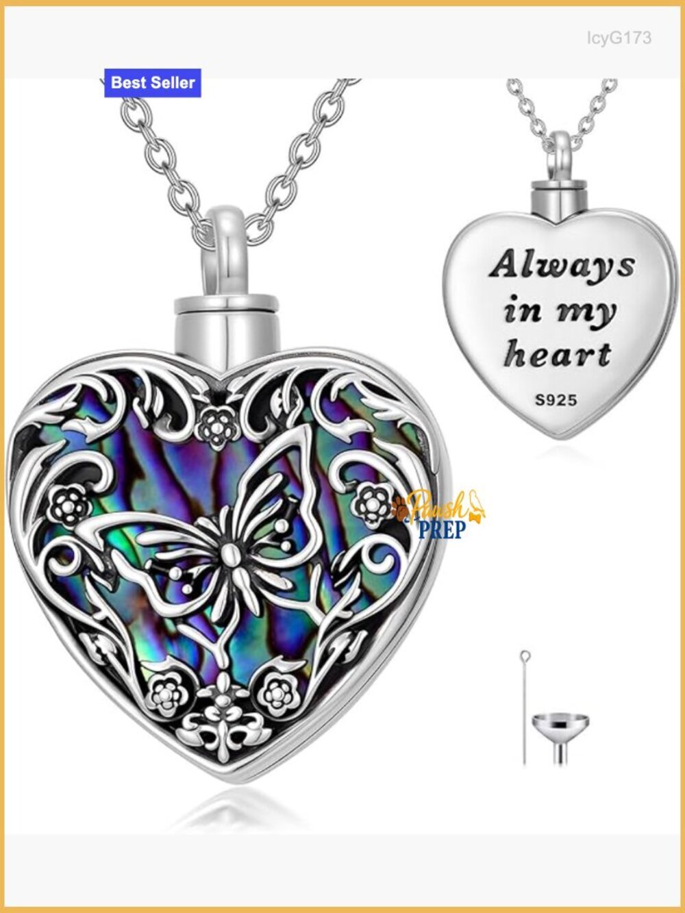 Sterling Silver Abalone Shell Urn Necklace for Ashes Memorial Jewelry